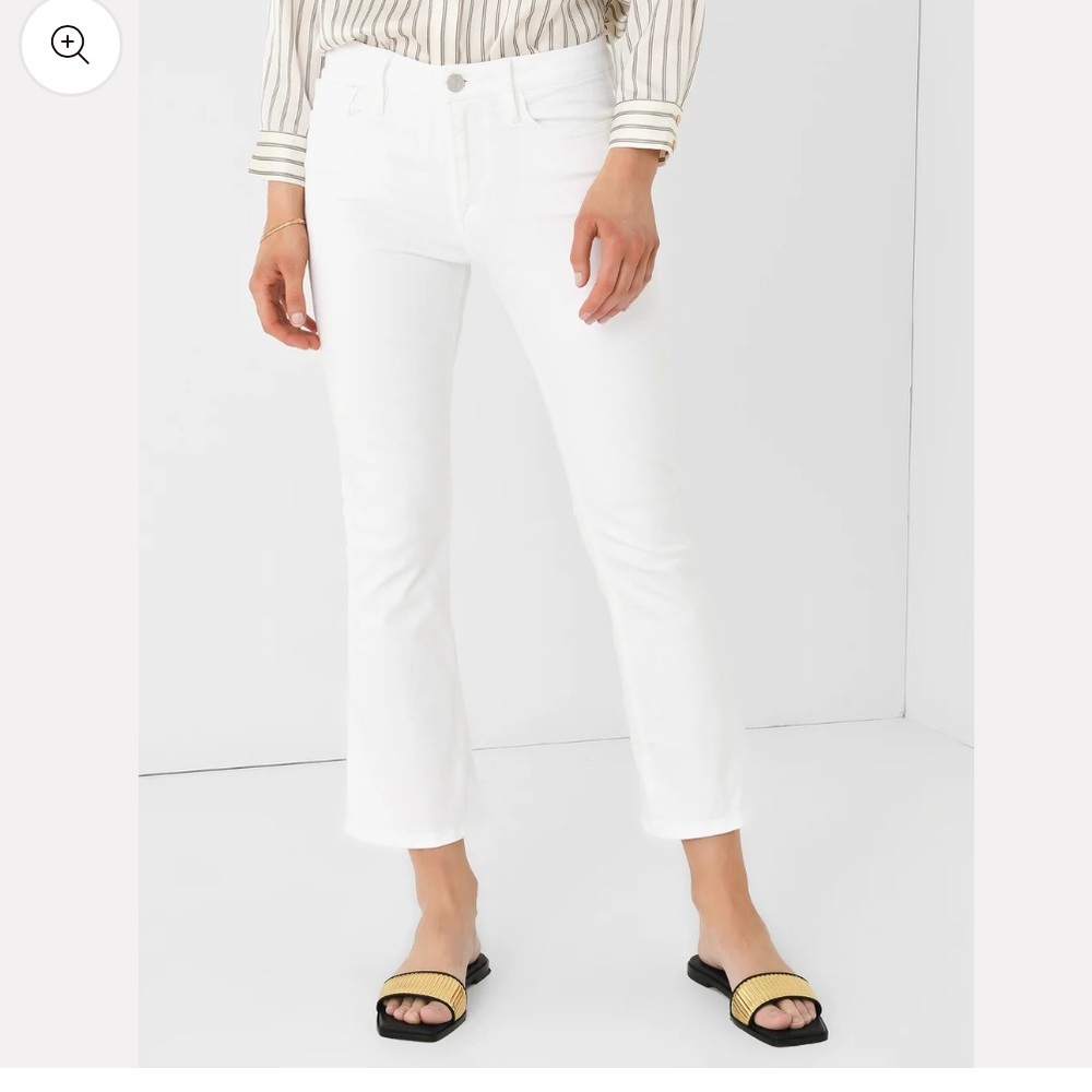 Frame Denim Women's White Le Crop Mini Boot Cut Jeans